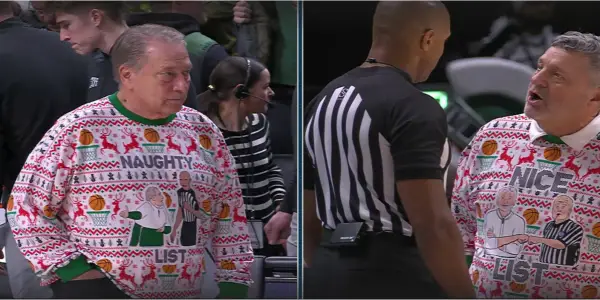Tom Izzo's Holiday Humor: Referee-Themed Sweater Stirs Up Cheer During Spartans Game