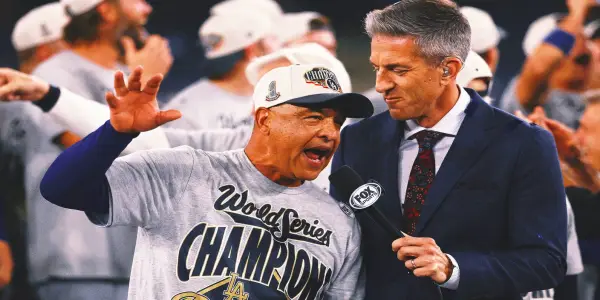 Dodgers' Dave Roberts Celebrated by MLB on FOX Following Third World Series Win